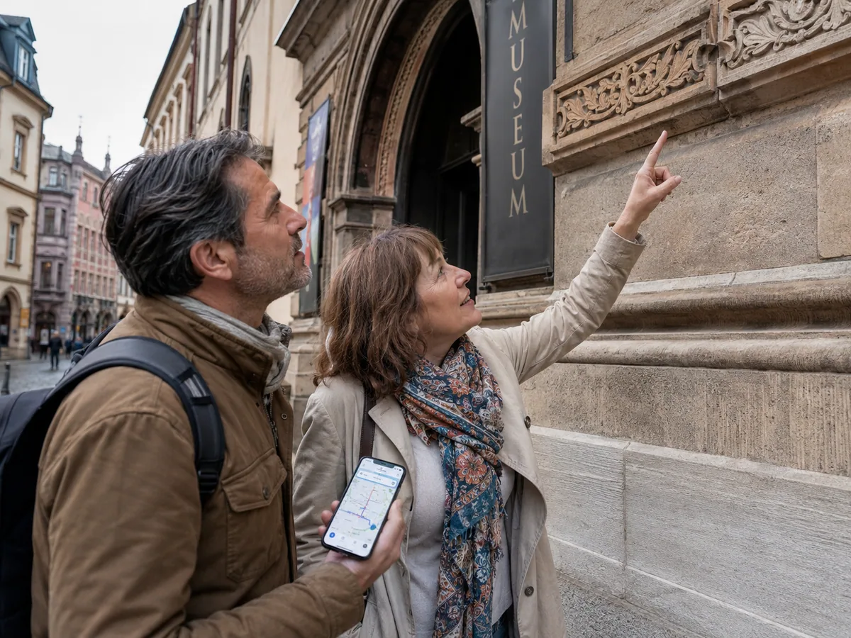 Besuchende folgen einer digitalen Kulturroute durch den Stadtraum