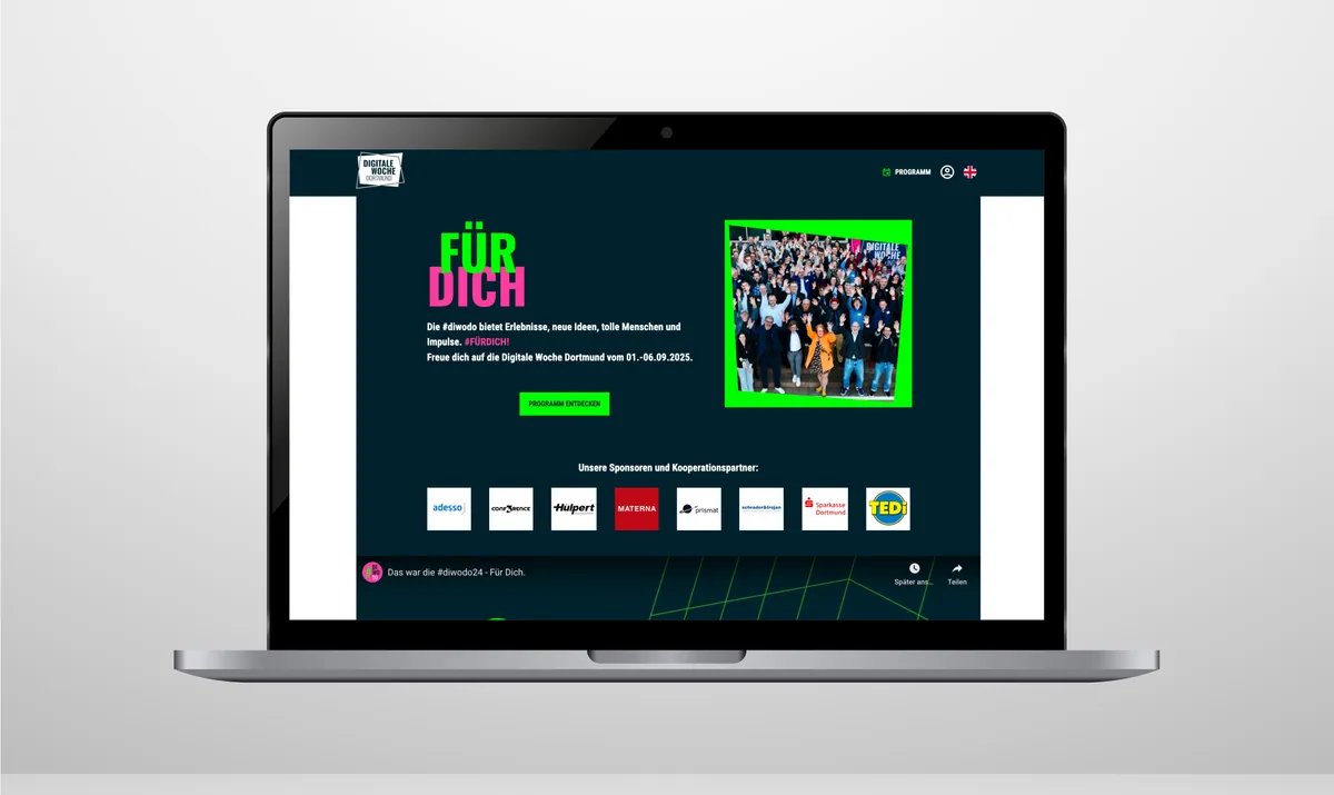 DIWODO Plattform auf einem Laptop.