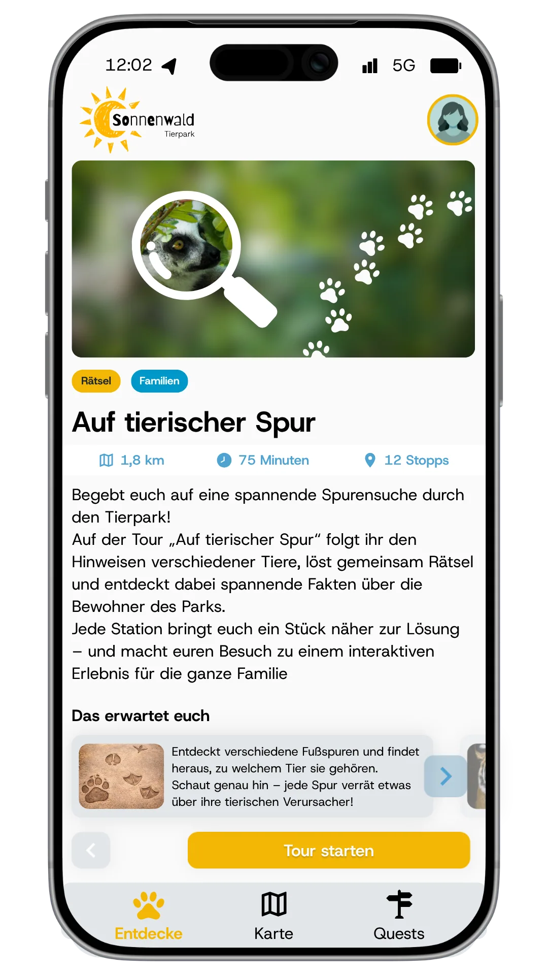 Mobile geführte Tour mit mehreren Stationen
