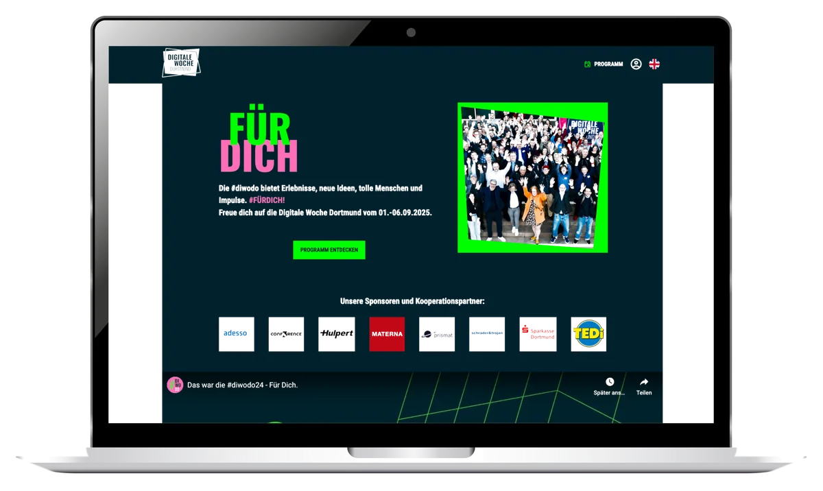 Plattform der Digitalen Woche Dortmund auf einem Laptop
