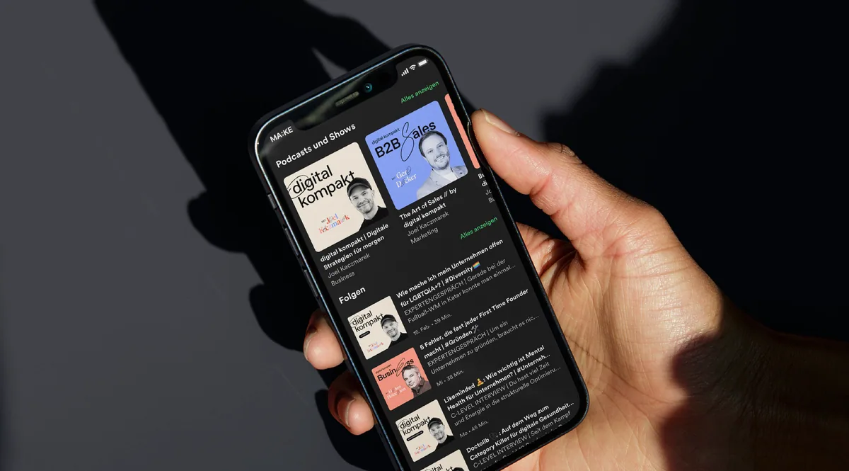 Die mobile Podcast-Plattform digital kompakt auf einem Smartphone