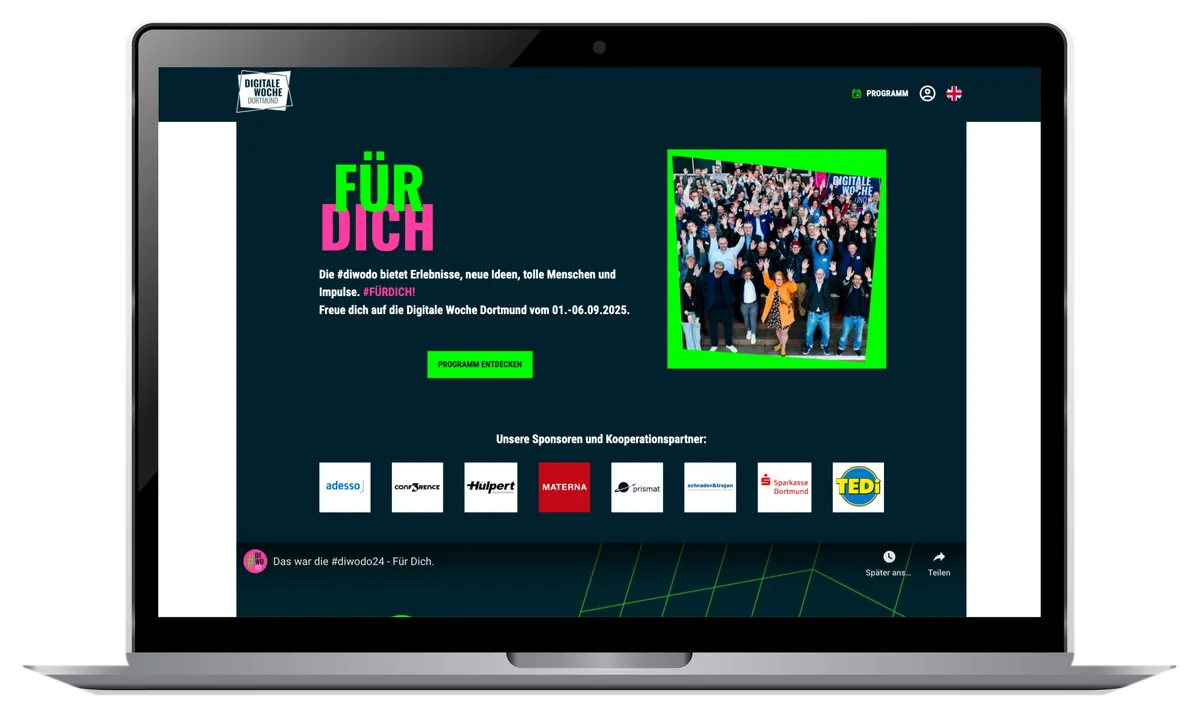 Die Plattform der Digitalen Woche Dortmund auf einem MacBook