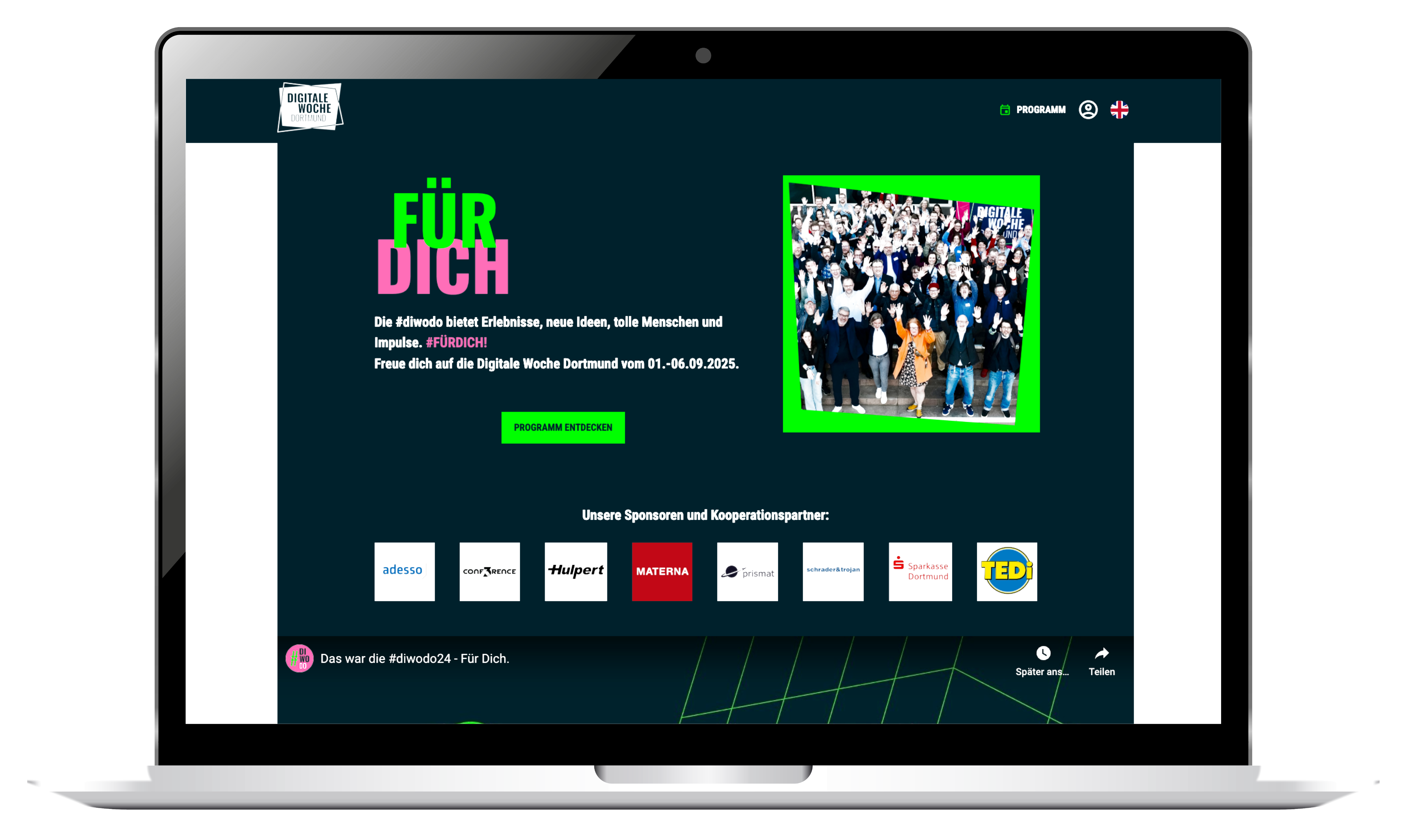 Plattform der Digitalen Woche Dortmund auf einem Laptop