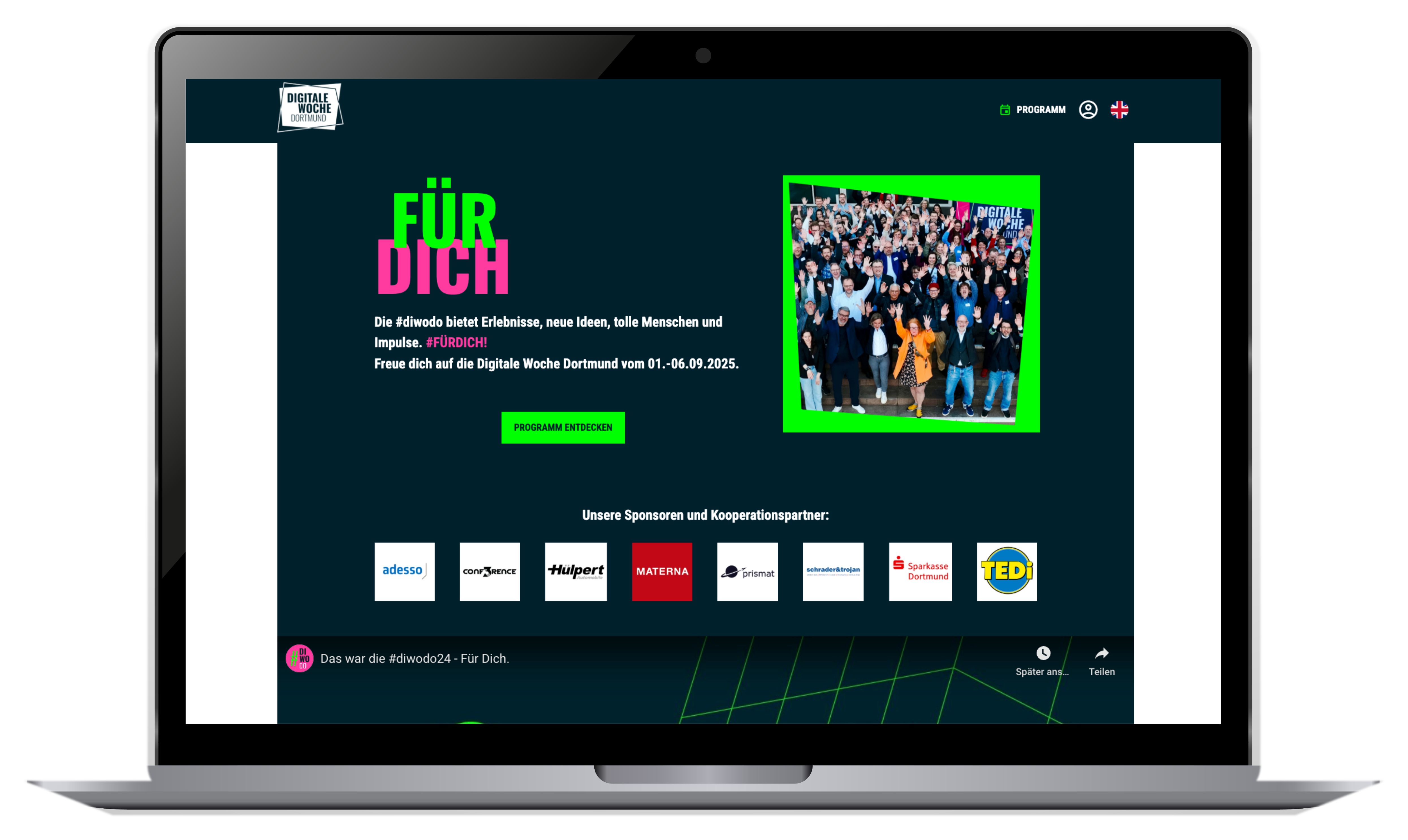 Die Plattform der Digitalen Woche Dortmund auf einem MacBook