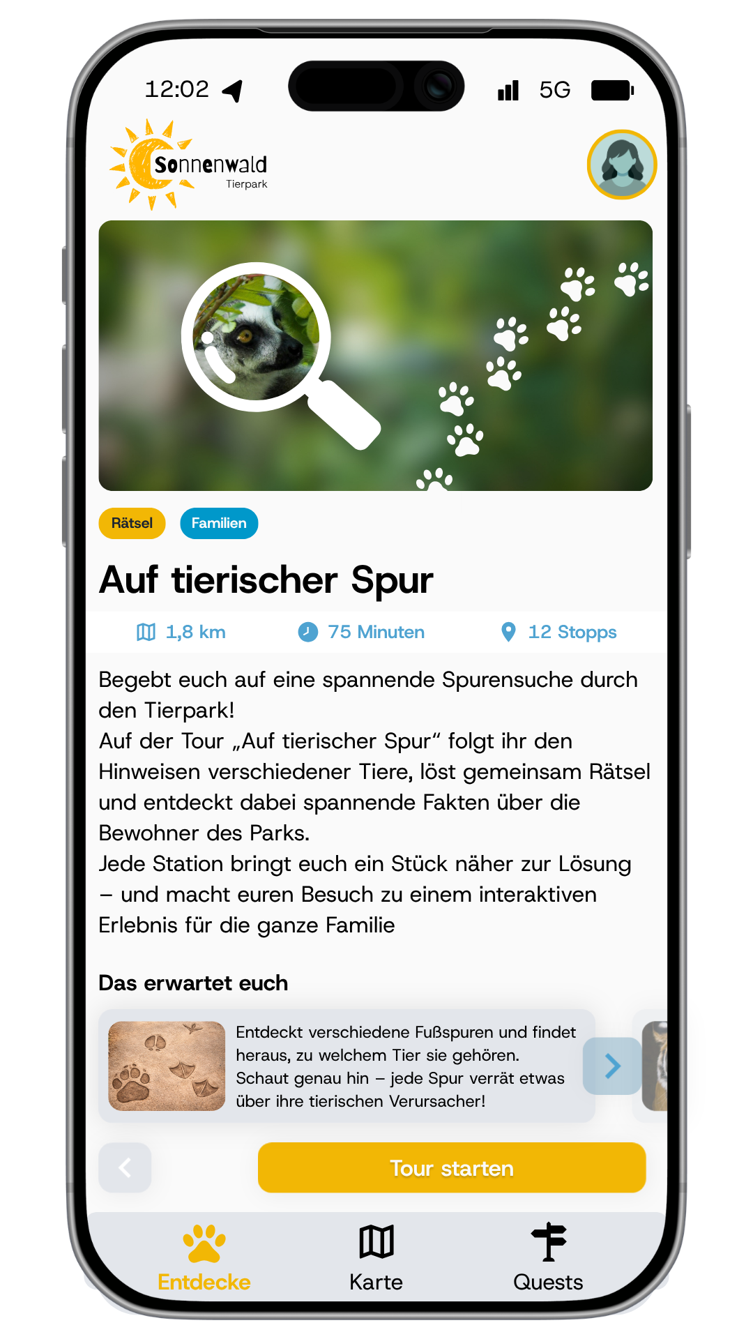 Mobile geführte Tour mit mehreren Stationen