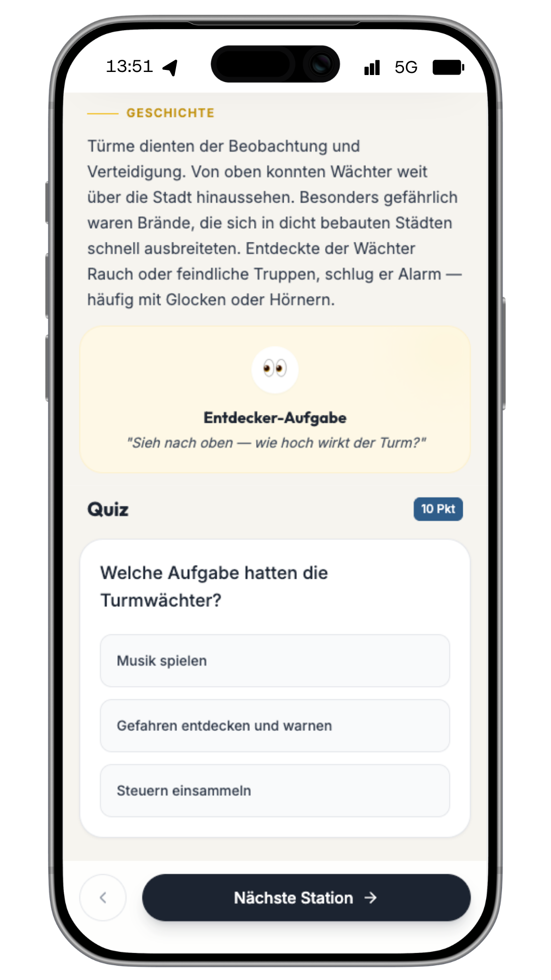 Quiz innerhalb einer StadtQUEST Tour